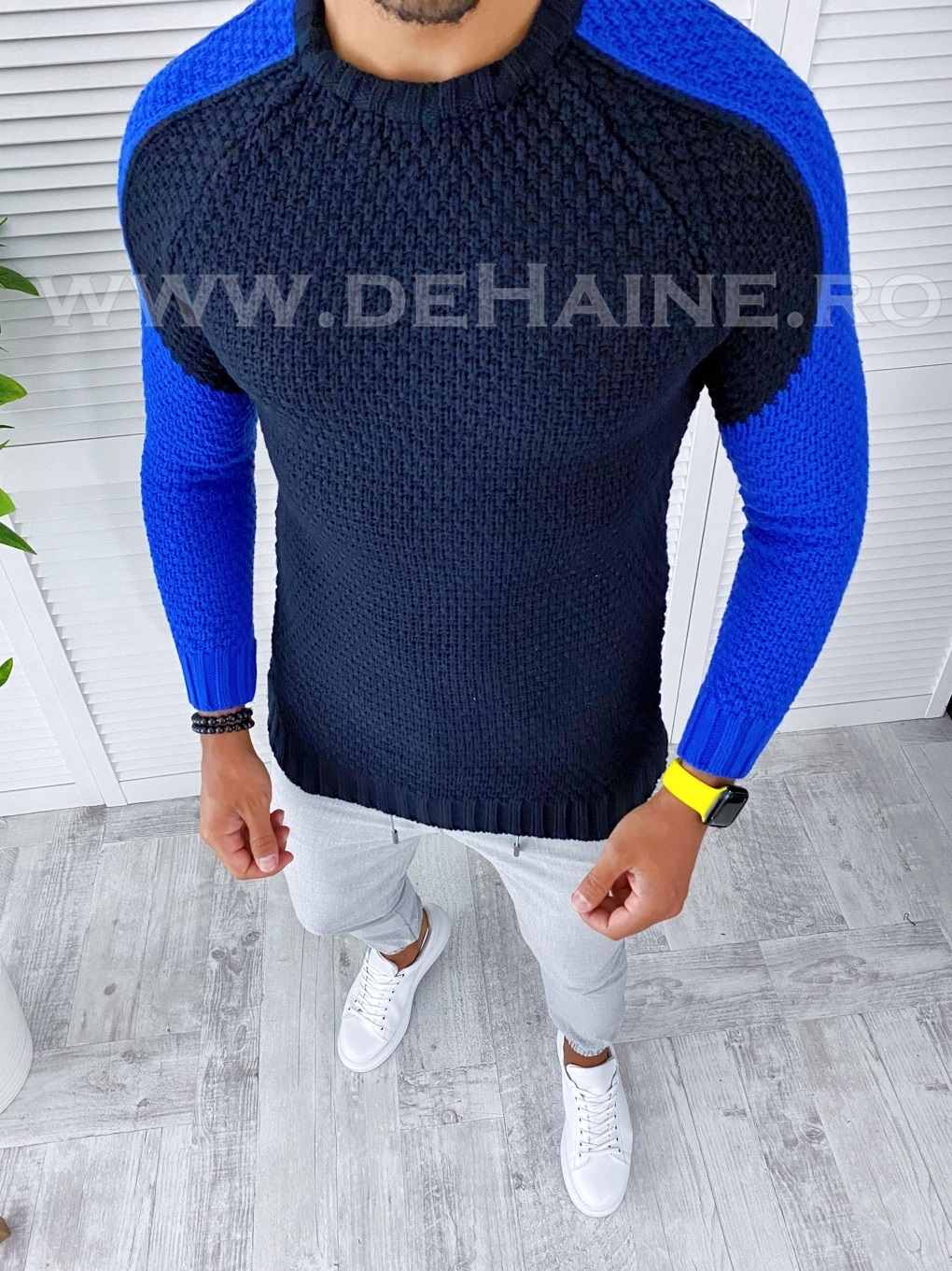 Pulover barbati gros slim fit bleumarin t3594 4-5*